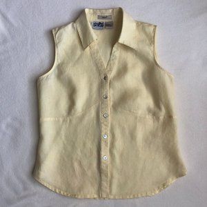 Yellow Sleeveless Linen Blouse